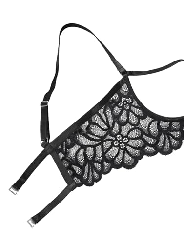 Image of Lilosy Sexy Underwire Floral Lace Sheer Lingerie Set for Women See Through Bra and Panty 2 Piece