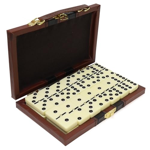 ERLLE - Premium Double 6 Dominoes Set, Classic Domino Game with Leather Case, Domino Set for Adults & Kids, Durable, Travel-Friendly, and Easy to Read...