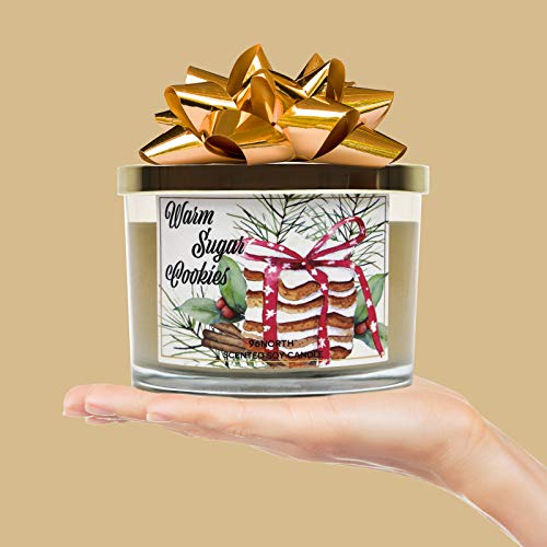 96North Sugar Cookies Scented Candle | Christmas Gift For Women And Men | 12 Oz Up To 50 Hours Burning Time | Large 3 Wick Jar Candle | 100% Natural Soy Wax | Housewarming Candle In Giftable Box #TOP1