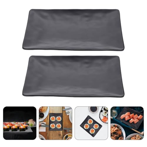 Juego 2 Platos Rectangulares Negros para Sushi de Melamina miniatura 6