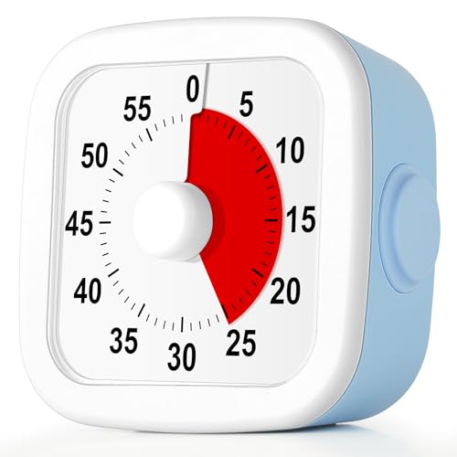 HOTUT Temporizador Visual, 60 Minutos Temporizador de Cuenta Regresiva, Herramienta de Gestión del Tiempo para Niños y Adultos, con Estuche de Protección para Aaula, Cocina, Azul