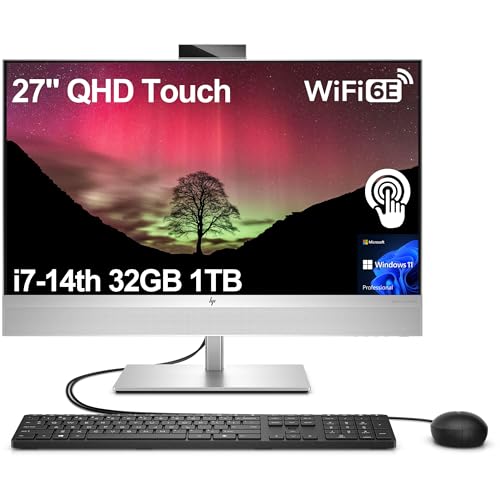 Image of 2026 HP EliteOne 870 G9 27 inch QHD Touchscreen All-in-One Desktop (Intel 20-Core i7-14700, 32GB DDR5, 1TB SSD) AIO Business Computer, Wi-Fi, BO Audio, 5MP Webcam, DisplayPort, Wolf Security, Win 11 Pro