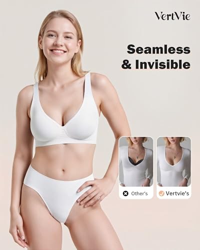 Image of Vertvie Jelly Wireless Bras for Women Push Up Plunge Seamless T-Shirt Bras No Underwire Supportive Full Coverage Bralettes