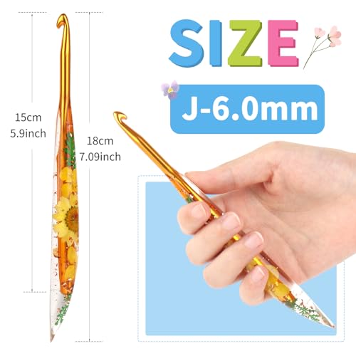 Image of Coopay Crochet Hooks, 6mm Ergonomic Crochet Hook with Floral Plastic Grips, Stylish and Unique, Ideal for Crocheting Blankets, Dolls, Shawls, Hats, Scarves (J-6.0mm)