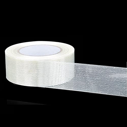 GUMMMY 25M Strong Fiber Tape Filament Transparent Striped Fiber Tape Electrical Fixed Glass Steel Plate Strapping Model Sealing Tape (Color : 50mm, Size : 25M)