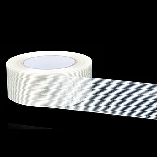 25M Strong Fiber Tape Filament Transparent Striped Fiber Tape Electrical Fixed Glass Steel Plate Strapping Model Sealing Tape(40mm)