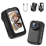 1080P Mini Body Camera PX30, Thumb-Sized Wearable Action Cam, 1.47" LCD Screen, 350mAh Battery, 90mins Recording, Audio Recording, Loop Recording for Bike, Motorcycle Helmet & Outdoor Activity(Black)