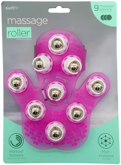 Rodillo de masaje de palma con 9 bolas de acero - Masajeador de mano para espalda, cuello, pies, hombros y piernas - Herramienta de alivio del dolor