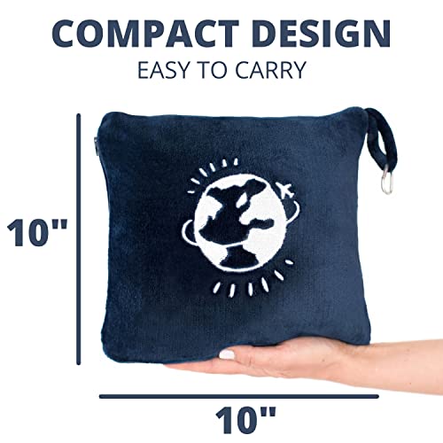 Easyfluffy Fleece Travel Blanket With Pillowcase Bag – Airplane Travel Essentials For Flying Fleece Blanket – Comfortable 2-In-1 Travel Pillow Blanket – Classy & Quirky Print, 50" X 60" #TOP3