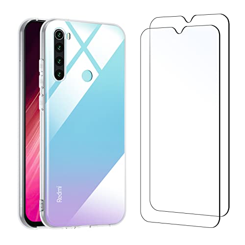 Fundas Para Xiaomi Redmi Note 8 NEW'C Funda para Xiaomi Redmi Note 8 Carcasa silicona transparente alta y 2X Protector de Pantalla para Xiaomi Redmi Note 8...