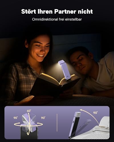 86lux Leselampe Buch Klemme，Wiederaufladbare Buchlampe zum Lesen im Bett – Ansicht 4