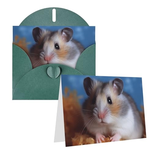 QMNEHJ グリーティングカード サンキューカード 封筒付き ブランクノートカード 4x6インチ バースデーカード ハムスター ウェディングカード お悔やみカード おもしろい 思考カード あらゆる機会に