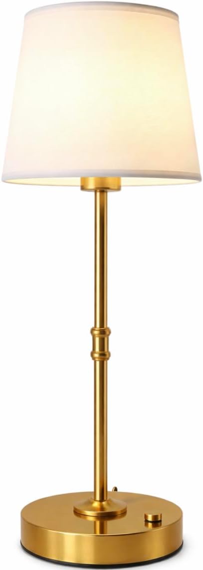 Gold Portable Cordless Table Lamp, Rechargeable Bedside Lamp, Stepless Dimming Touch Control Nightstand Lamp, 2700K Warm Light, Vintage Desk Lamp for Living Room, Dining Table Decor (Tall)