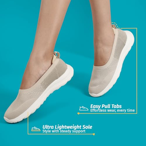 Image of YOHO Knitted Slip-Ons for Women | Lightweight, Stylish & Casual Without Lace Sneakers for Woman | Extra Soft Insole & Shock Absorbing, Walking Loafer Shoes for Ladies SOS-113