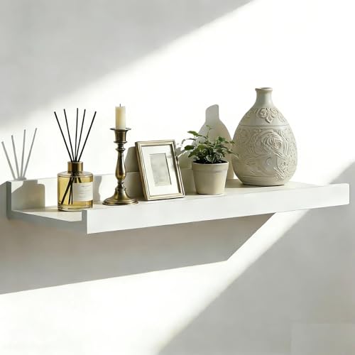 LWLWA Étagère Murale Bois 30 cm, Pin Etagere Flottante, Tablette Murale Bois avec Vis et Tube D'expansion, Blanc Etageres Murales Chambre, pour Salon, Hall...