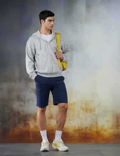 Image of XYXX Men's Nova Cotton Regular Fit Solid Shorts with Side Pockets and No Marks Waistband