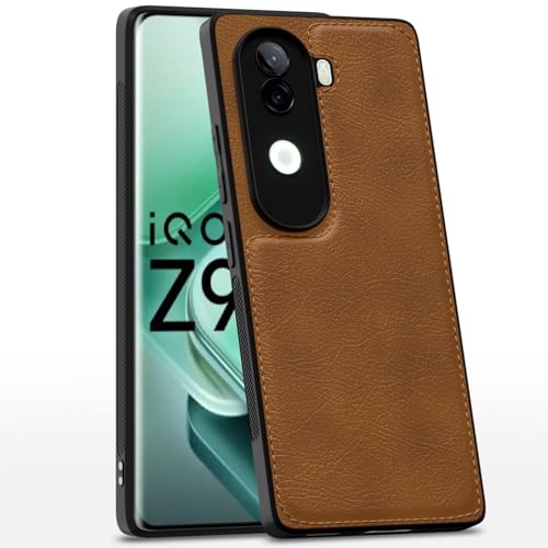 Image of Pikkme Back Cover| Flexible Pu Leather | Full Camera Protection | Raised Edges | Super Soft-Touch | Bumper Case for Vivo V40e / iQOO Z9s 5G (Brown)