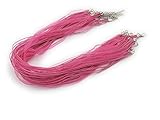 Versand aus Deutschland WEBandBUY 5 x Halskette * Farbe: Pink * Organzaband mit Wax Cord Schleifenband Schmuckband Kette