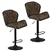 Wolmics 2er Set Barhocker Höhenverstellbare aus Kunstleder mit Rückenlehne und Fußstütze, Barstuhl Drehbarer mit Metallgestell,Dunkelbraun