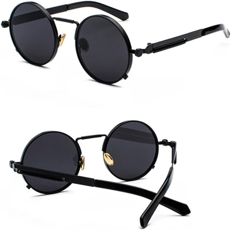 Punk Sunglasses Men Women Retro Round Steam Small Circle Sun Glasses Vintage Metal Frame Driving Eyewear