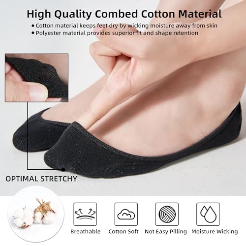 Image of ATBITER No Show Socks Womens Flats - 6 /12 Pairs Low Cut Invisible Non Slip | Ultra Ankle Liner Footies Anti-slip Hidden Socks for Sneakers Loafer Boat High Heels Summer Yoga Pilates Shoe Size 6-9 /9-11