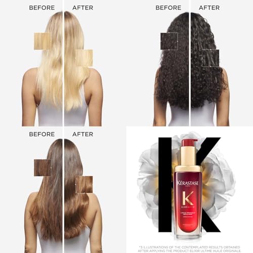 Image of Kerastase Elixir Ultime Hair Oil-In-Serum | 2X Shinier Hair | 96H Anti-Frizz Action | Infused with French Camellia, Marula & Wild Camellia Oils