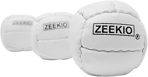 Vista 26 de Zeekio Galaxy Malabares - Pelotas de cuero genuino de 12 paneles de primera calidad, 4.59 oz, 2.638 in, paquete de 3 (rojo)