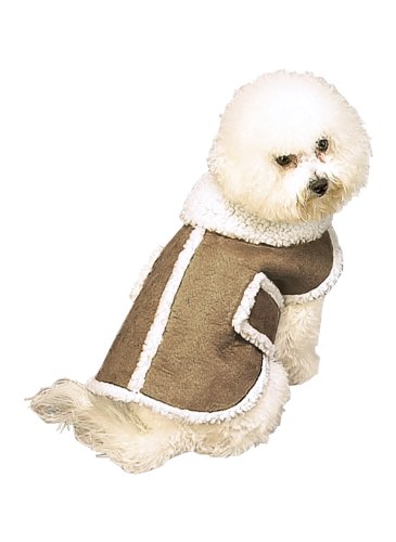 Faux Shearling Pet Coat, Tan, Size Medium (Fits Dog Size 14