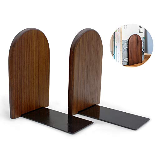 Shikaman Book End Wood Bookends Heavy Duty Book Stand thumb #6