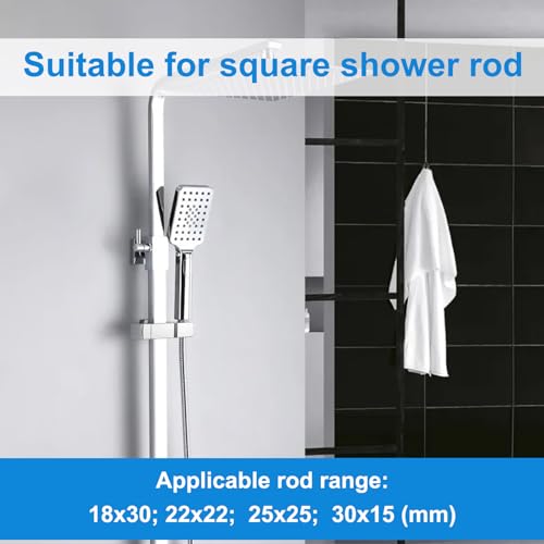 Nivofu Handheld Showers Holder, Square Slider Bar Holder, with 4 Sizes Slip-On Lift Rod Mounts, Adjustable Shower Bracket - Image 4