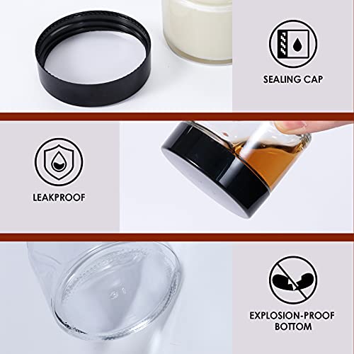 2oz Jars with Lids, HOA Kinh 30 Pack Clear Glass Jars Empty Cosmetic Containers Round Airtight Glass Jar with Inner Liners and black Lids for Storing Lotions, Powders, and Ointments4