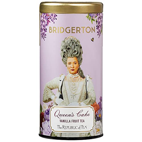 The Republic of Tea Bridgerton Queen's Cake Vanilla Fruit Tea, 36 tea bags in metal tin - Fruity rooibos tea with vanilla in a chic metal tin with Bridgerton design The Republic of Tea Bridgerton Queen's Cake Vanilla Fruit Tea, 36 tea bags in metal tin - Fruity rooibos tea with vanilla in a chic metal tin with Bridgerton design