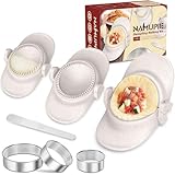 NAMUPIE 7 Piece Dumpling Maker Kit - All-in-One Empanada Maker Set with Press Molds & Ring Cutters, BPA-Free Kitchen Accessories for Home Cooking, Family/Friends Fun Gift (Beige)