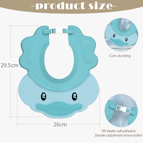 iTYOOS 1 Stück Baby Shampoo Schutz für Kinder, Duschhaube Kinder, Verstellbare Duschhaube Mit Elefanten-Design, Kleinkind Babypflege, Blau