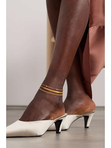 Image of Gold Anklets for Women Waterproof 14k Gold Plated Cuban Link Anklets Non Tarnish Rope Herringbone Ankle Chain Summer Beach Jewelry Gifts for Women