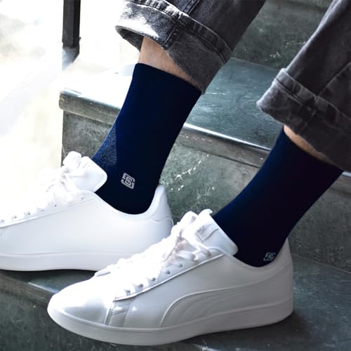Image of The Sock Street Bamboo Crew Socks for Men Combo | Full Calf Length Premium Bamboo | Odour-Free, Breathable & Durable | Cushioned Base & Anti-bacterial | 3X Softer than Cotton Socks | Pack of 3