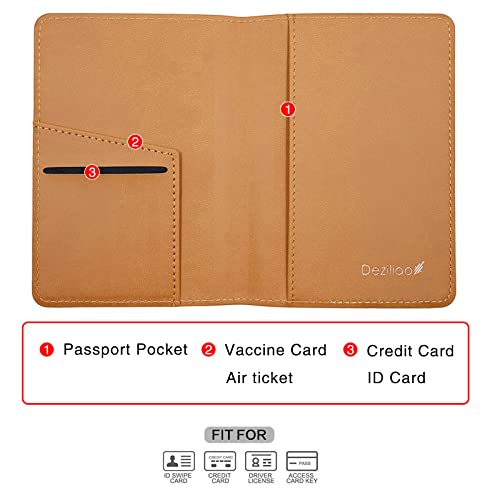 Deziliao Passport Holder,Passport Holder Card Slots, Passport And Vaccine Card Holder Combo, Cute Passport Cover For Women And Men, With Waterproof Rfid Blocking, Passport Travel Wallet(M-Brown) #TOP2