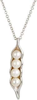 Women's Four Peas in a Pod Sterling Silver Necklace, 16" chain - Pea Pod Pearl Necklace - Pearl Jewelry - Gift for Mom - Gifts for Mom