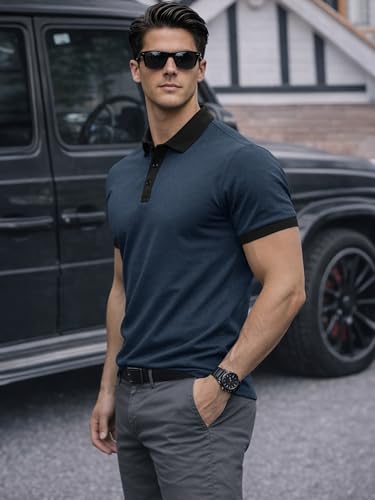 Image of Noble Monk Men's Regular Fit Polo Neck T-Shirt | Half Sleeve