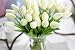 COOBL Artificial Silk Flower High Grade Decorative Tulip Flower Wedding Bouquet Bride Holding Garlands Vine DIY Floral Art Plant Bride Home Decor(20pcs) (White)