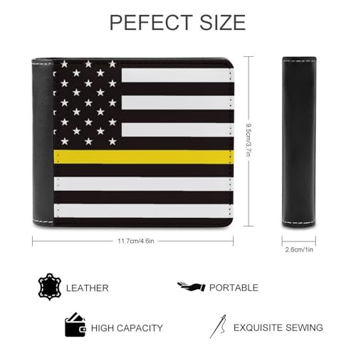 Thin Yellow Gold Line U.S.A Flag Bi-fold Men's Wallets with 6 Card Holders Slim PU Leather Purse Outdoor Money Clip2