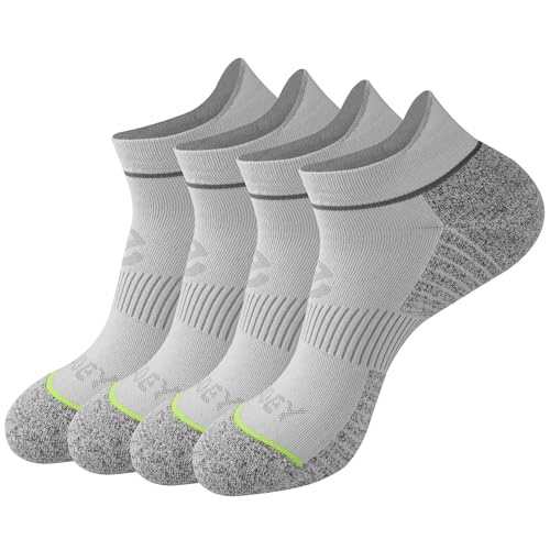 ECOEY 4 Pairs Ankle Running Socks for Men & Women, Coolmax & Nylon Blend, Cushioned & Lightweight Athletic Socks