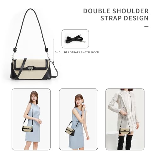 Shoulder Bag for Women PU Leather Shoulder Purse Vintage Handbag Retro Classic Underarm Purse with 2 Removable Strap4