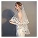 Yalice Sequins Bride Wedding Veil Short Fingertip Length Two-Tier/2T Lace Bridal Veils Glitter Soft Tulle Veils with Comb (White)