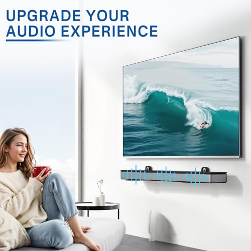 Yibracki Universal Soundbar Wall Mounts Bracket for Samsung, Sony, LG, Nakamichi, Polk Audio, Vizio, Roku, Onn Soundbar Mounting Under TV Heavy-Duty Floating Sound bar Mount Shelves Hold Up to 20Lbs