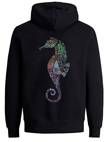 Sweat à capuche unisexe sea horse au style mandala abstrait et psychédélique