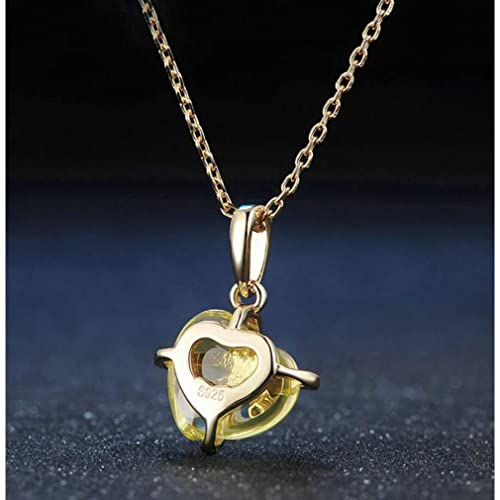 Bijoux collier pendentif cœur citrine naturelle véritable avec chaîne