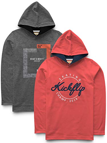 Image of HELLCAT Boys Cotton Full Sleeve Hooded Tshirt - Pack of 2