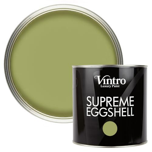 Vintro Paint | Eggshell Paint | for Walls | Wood | Trim | Satin Furniture Paint | Interior & Exterior Use. (Green - Sage, 2.5 Litres)
