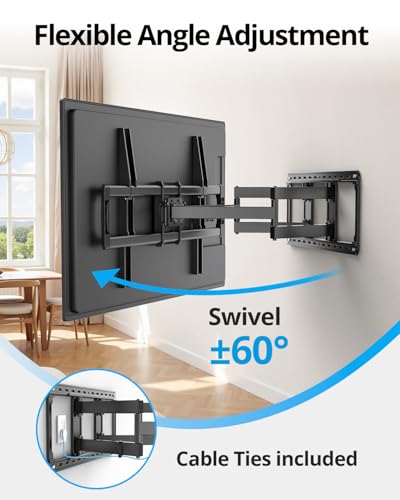 Image of USX STAR 85 86 98 100 inch Heavy Duty TV Wall Mount for 37-105 inch Large TVs, Pre-Assembled TV Mount with Tool-Free Tilt, Up to 170lbs, VESA 800 x 600mm, 24″ Wood Studs